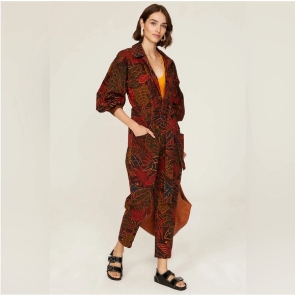 Farm Rio Rainforest Black Canvas Jumpsuit